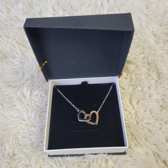 Interlock Heart To Heart Necklace New - Picture 4 of 9
